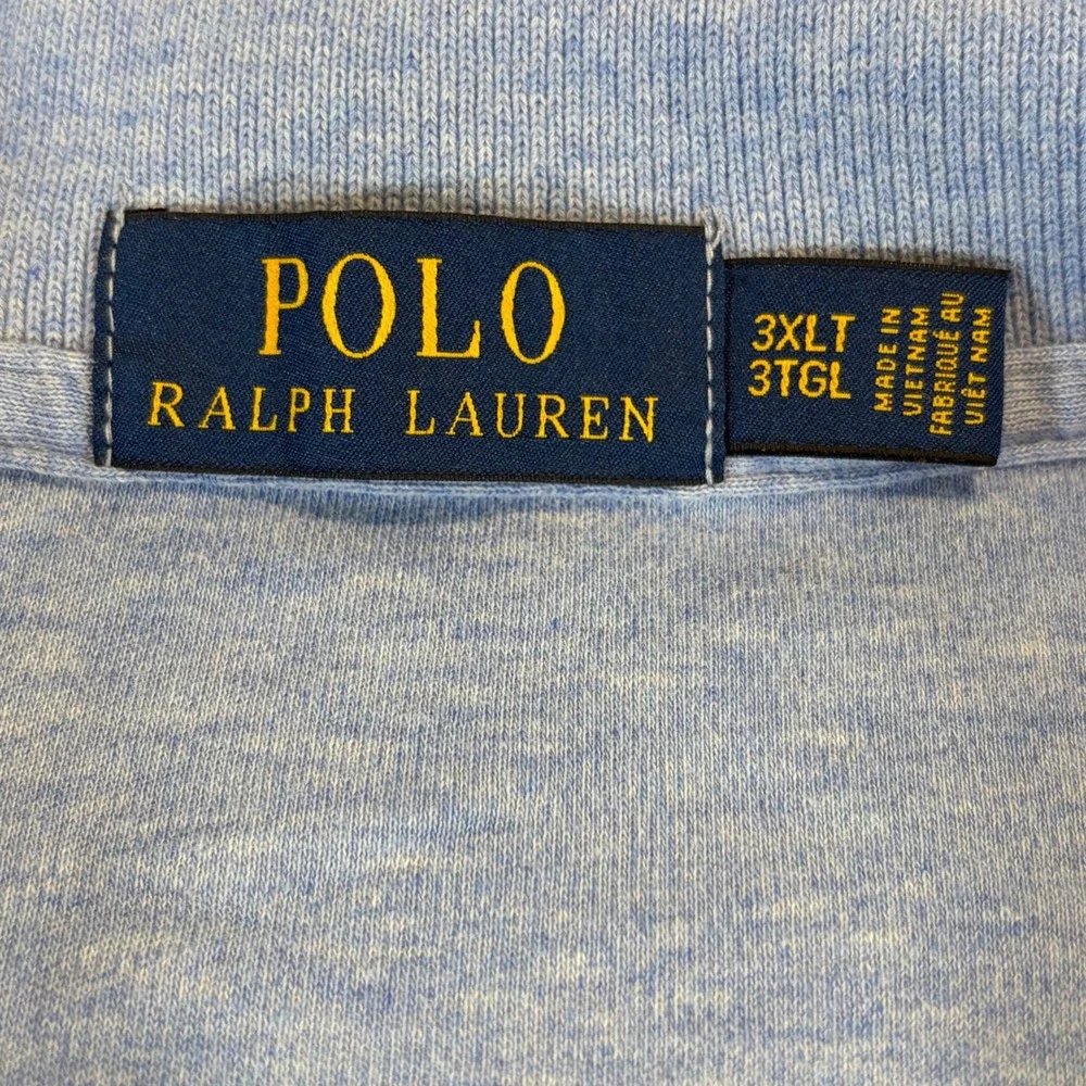 Polo Ralph Lauren Polo Shirt‎ Mens 3XLT Light Blue Heather Short Sleeve Cotton